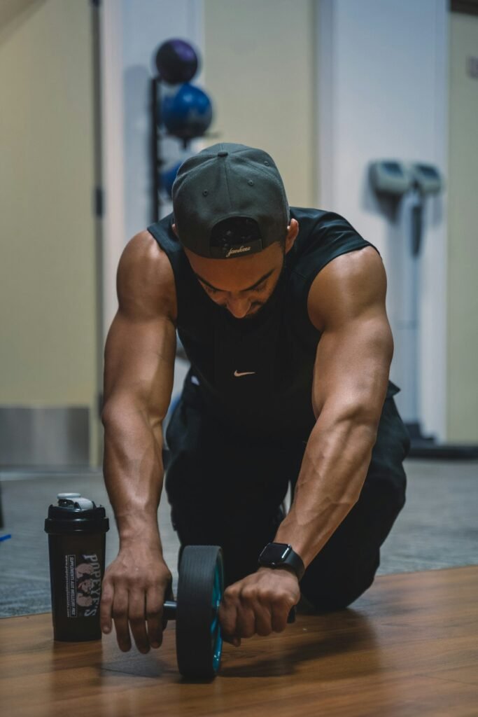 Split image comparing bodyweight vs weights training for muscle