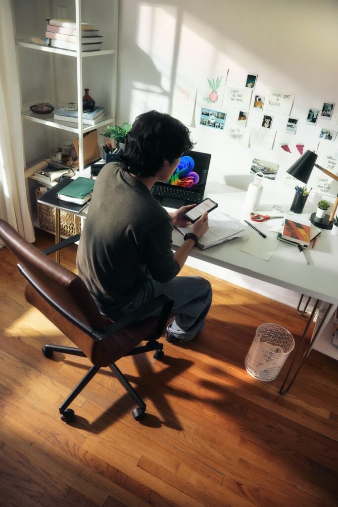 man setting phone aside to reset dopamine and motivation