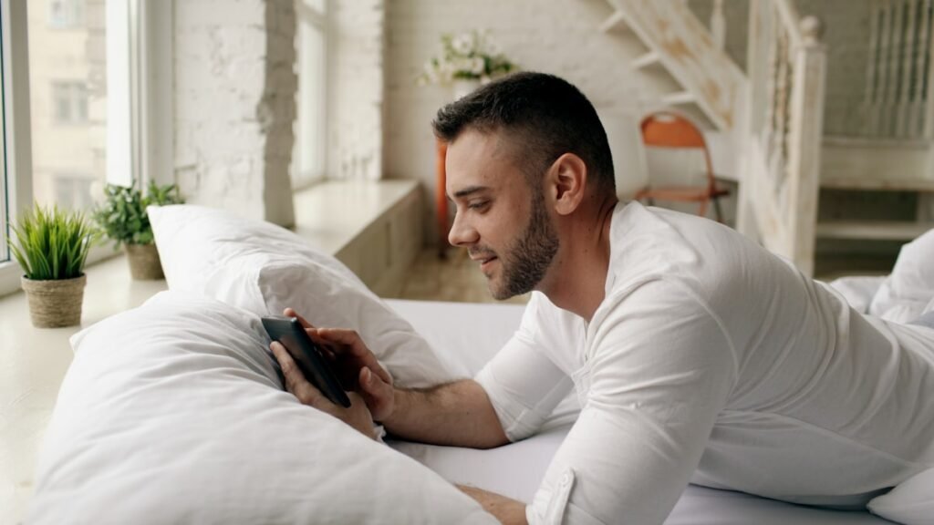 man waking up in bed with a morning erection, a health signal for men