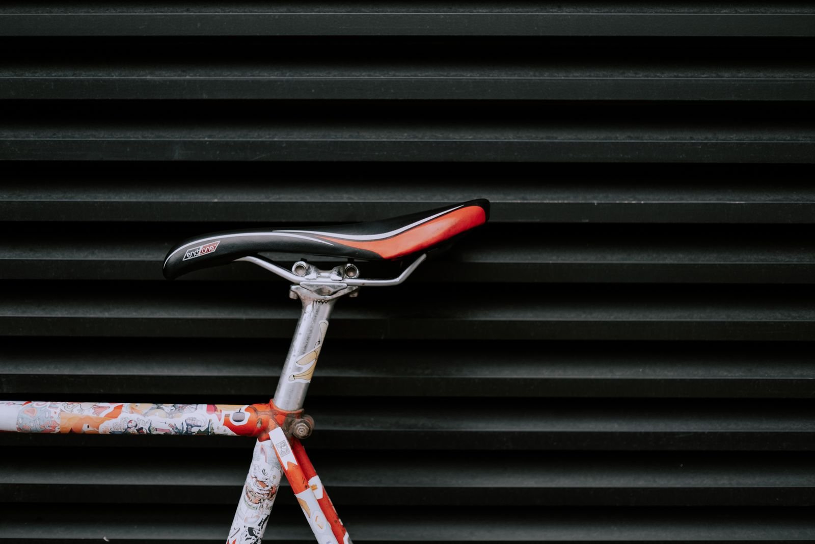 Close-up of a road bike saddle