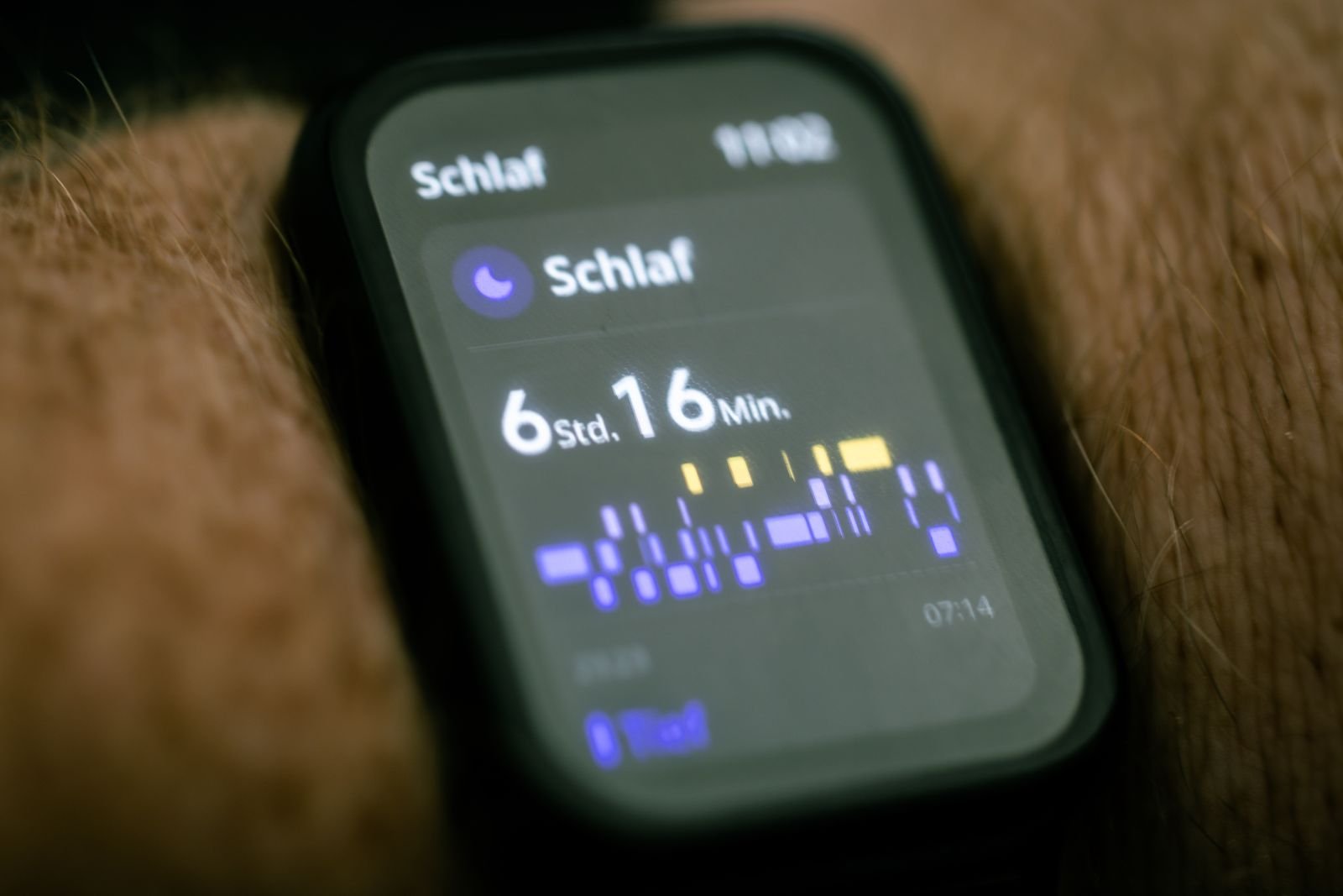 Smartwatch showing sleep tracking data
