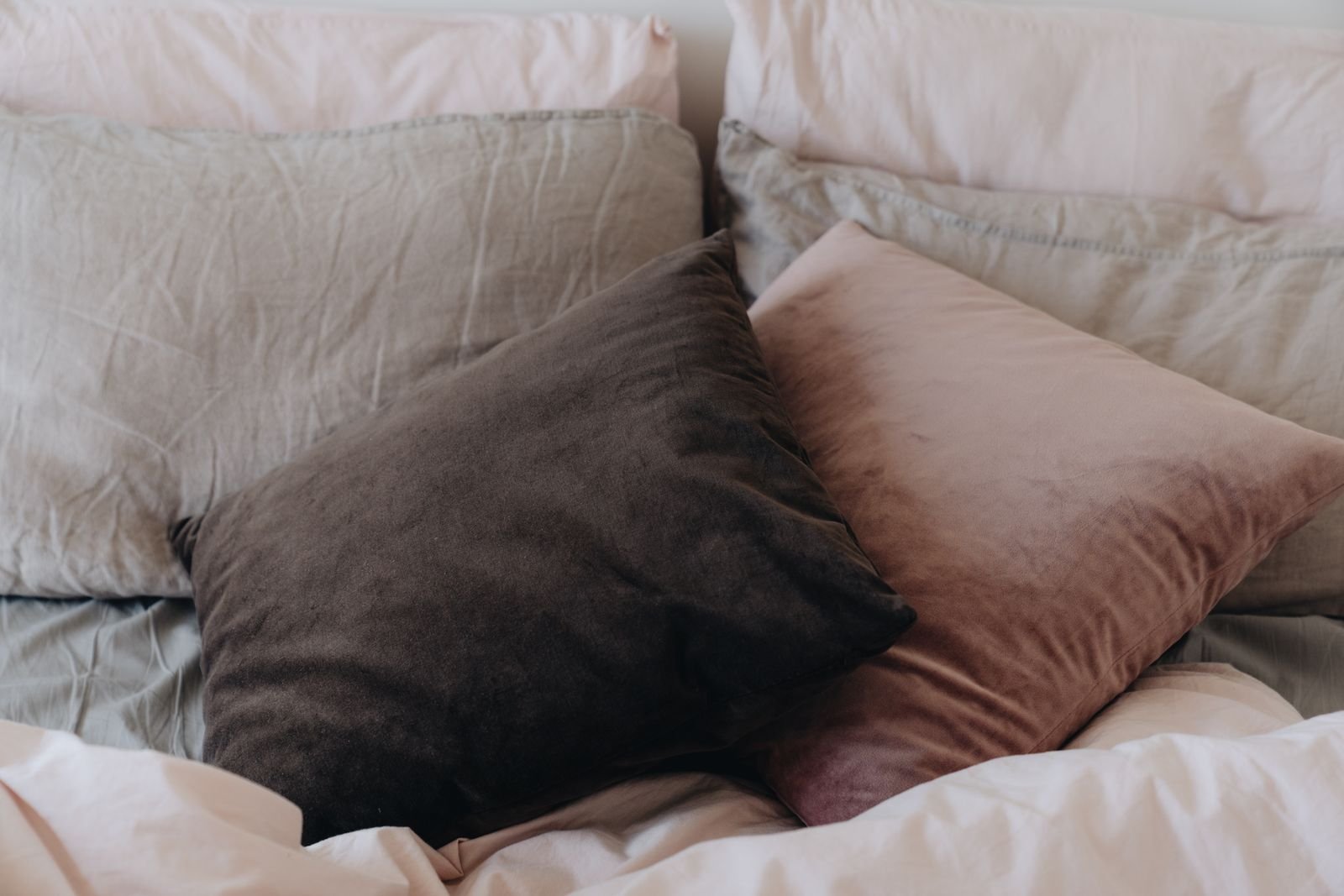 Soft pillows on a bed