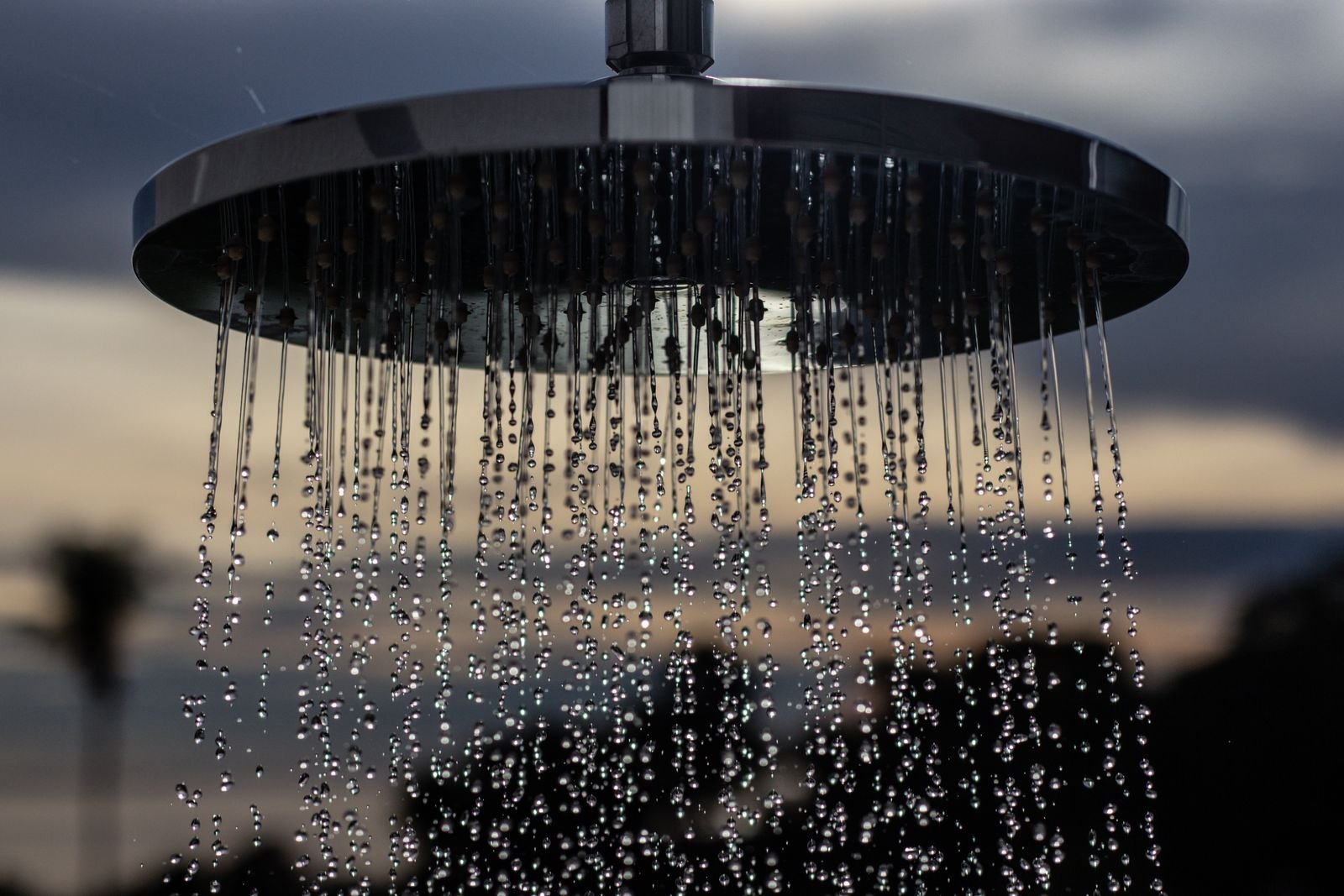 Water running from a shower head